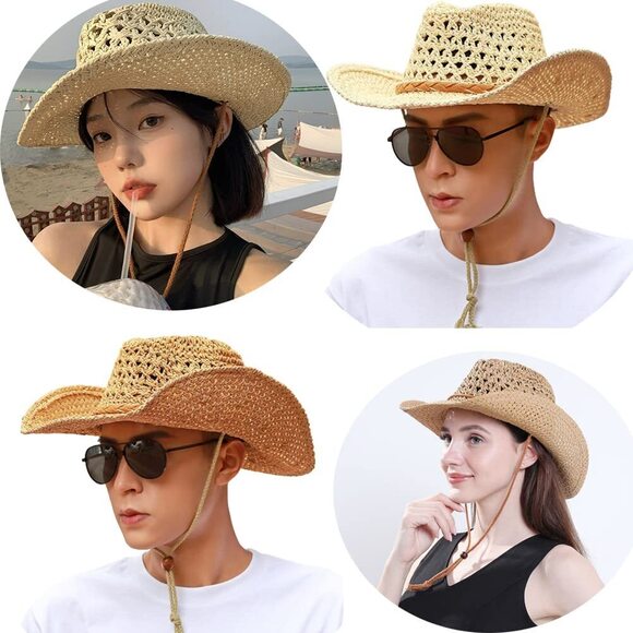 7732 Western Cowboy Hat For Men Women Cowgirl Shapeable Wide Brim Panama